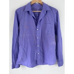 Frank & Eileen Barry Purple Button Up Shirt Womens M Long Sleeve Quiet Luxury